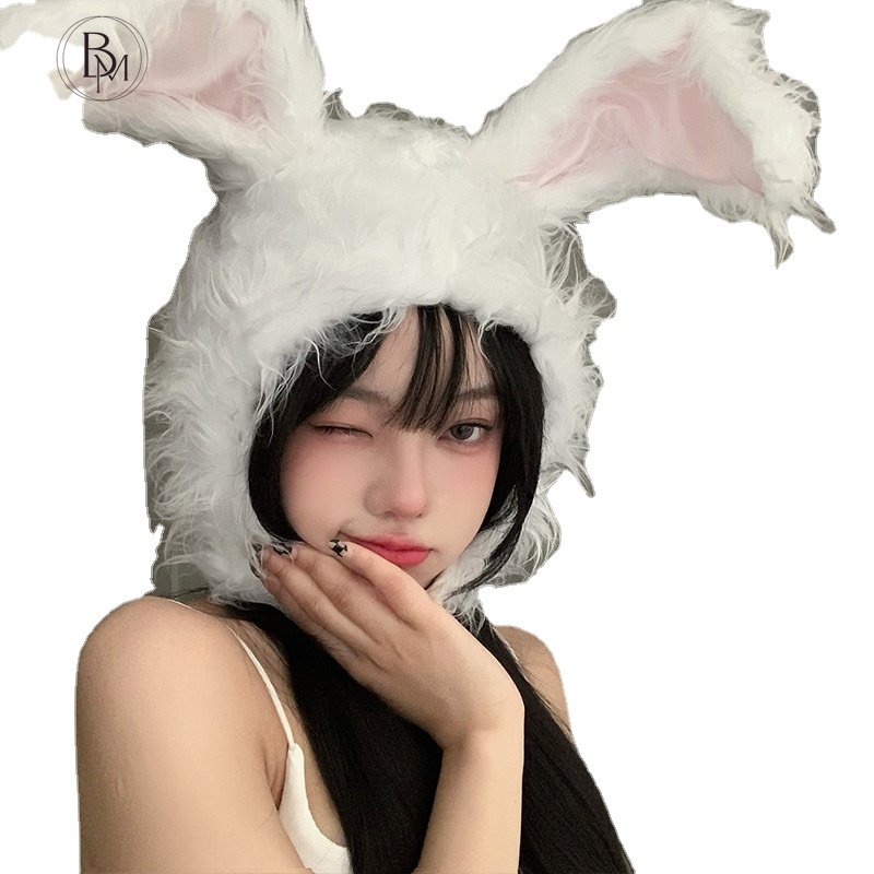 Mũ trùm đầu BANMA thiết kế tai thỏ giữ ấm mùa thu đông thời trang dành cho nữ