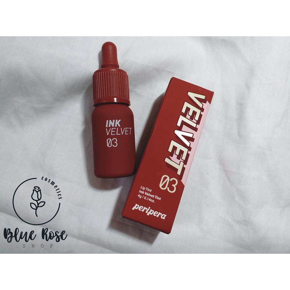 Son kem lì Peripera Ink Velvet Tint #03 Red Only - Đỏ gạch pha hồng