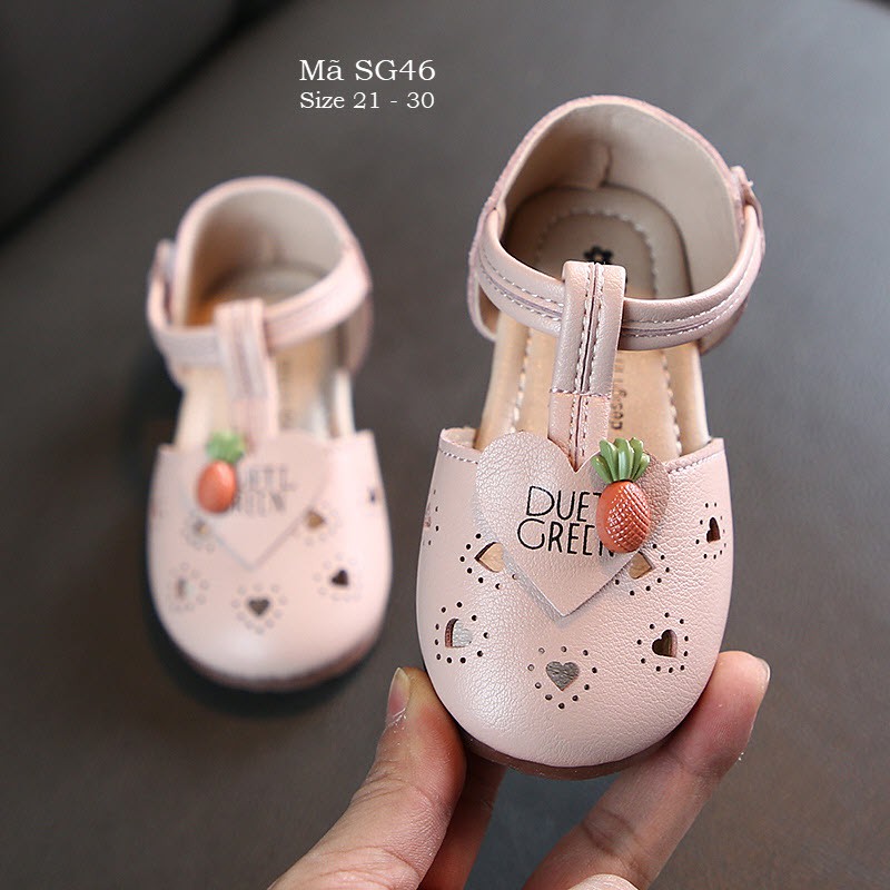 Giày sandal búp bê bé gái cà rốt cực xinh da mềm quai dán cho bé 1 - 5 tuổi SG46