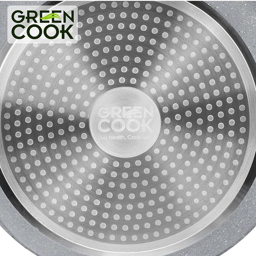 Chảo vân đá từ lòng cạn 22cm Greencook GCP01-22IH - Hàng chính hãng