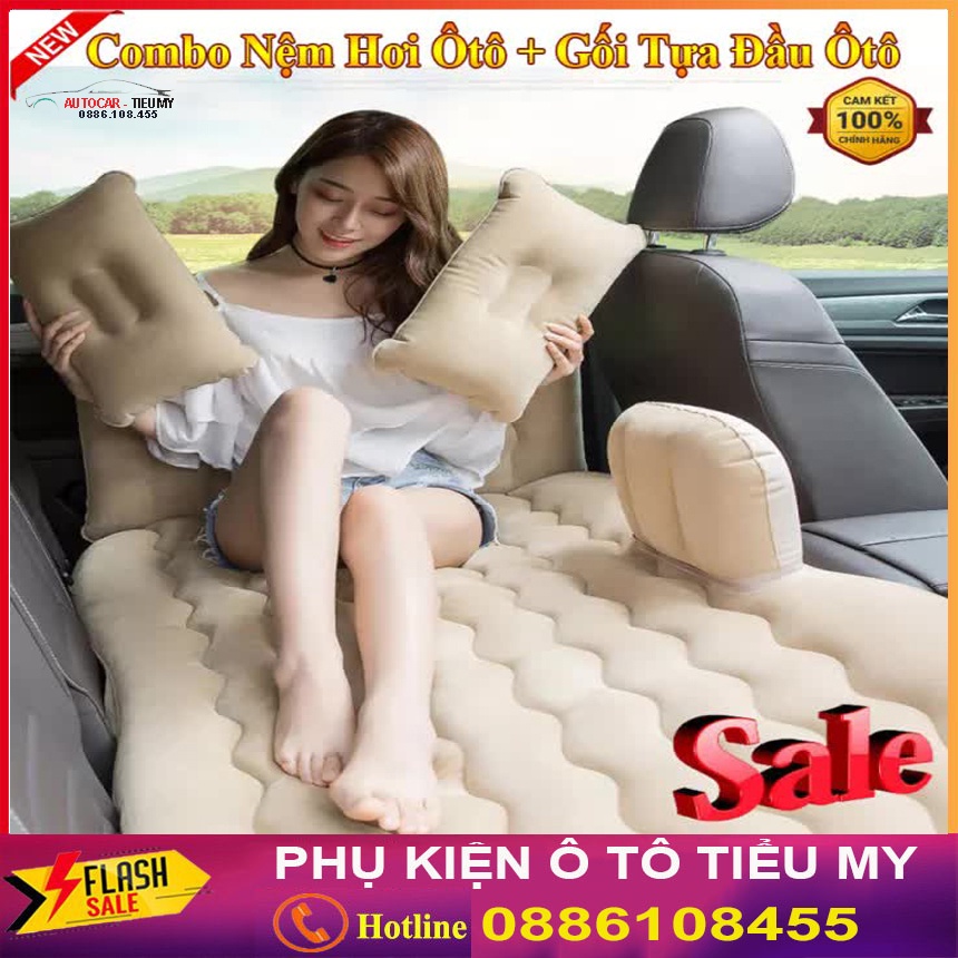 Đệm hơi ô tô, nệm hơi xe ô tô cao cấp hàng dày loại 1, loại cao cấp có vách tựa an toàn 2 bên - tặng kèm bơm điện