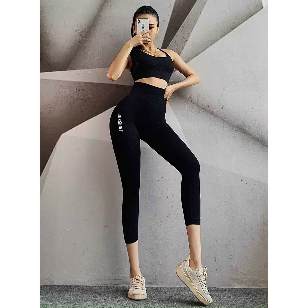 Quần dệt tập gym, yoga, aerobic, zumba nữ 9 tấc  - Chất liệu thun co giãn 4 chiều - Thấm hút mồ hôi tốt