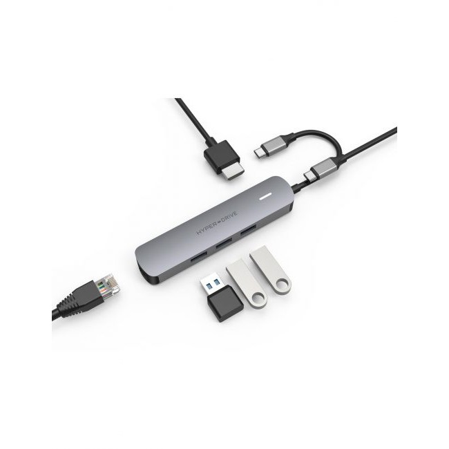 Cổng Chuyển HYPERDRIVE 4K HDMI 6-IN-1 USB-C Hub for Macbook, Ultrabook, PC &amp; USB-C Device-HD233