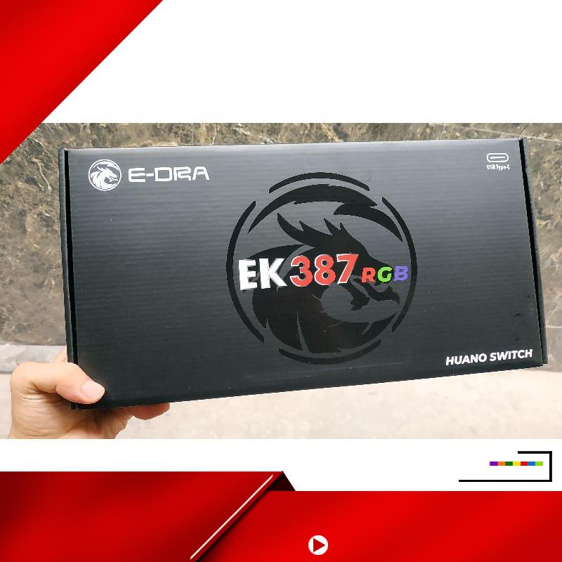 Bàn phím cơ E-Dra EK387 RGB version 2021 Huano Switch/dây type C rời - Hàng chính hãng