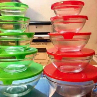 Bộ 5 tô thủy tinh nắp nhựa