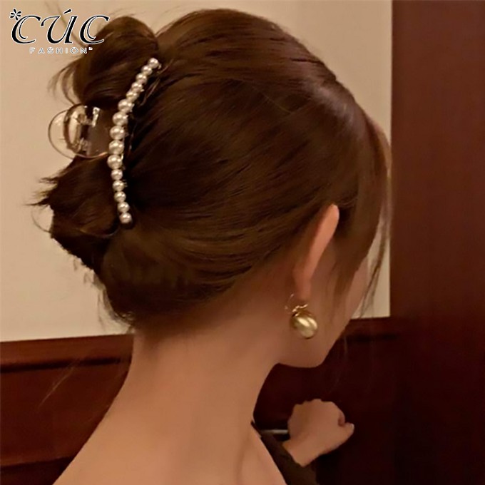 Kẹp tóc ngọc trai thanh lịch thời trang Hàn Quốc cho nữ Cúc Fashion PK06 cào tóc 5 ngọc nhiều kiểu tùy chọn