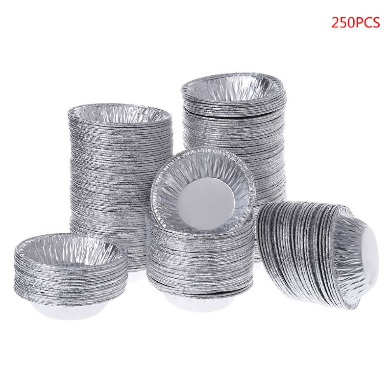 250 Khuôn giấy bạc làm bánh trứng nướng/ bánh ngọt dùng một lần tiện lợi