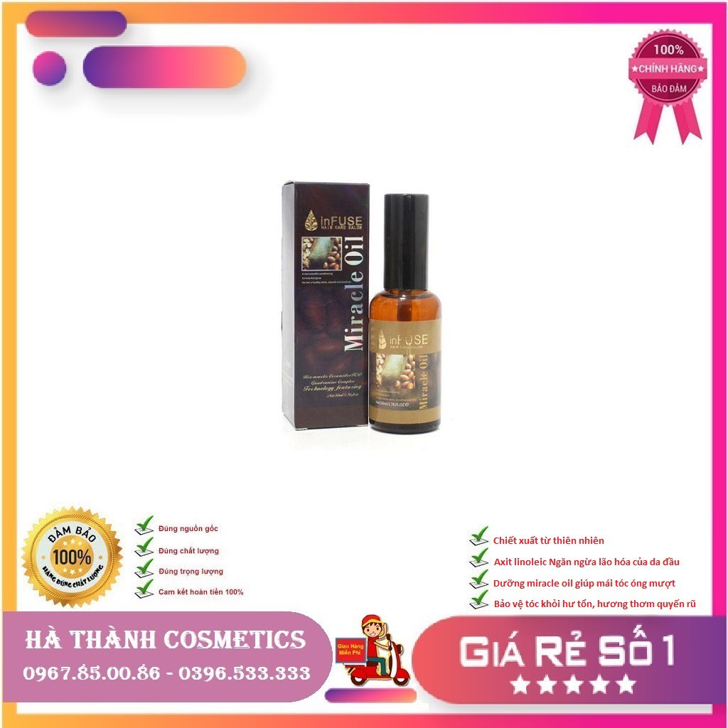 Tinh Dầu Dưỡng Tóc Cà Phê MIRACLE OIL 50ml Suôn Mượt Óng Ả Không Gây Bết Dính - HT043