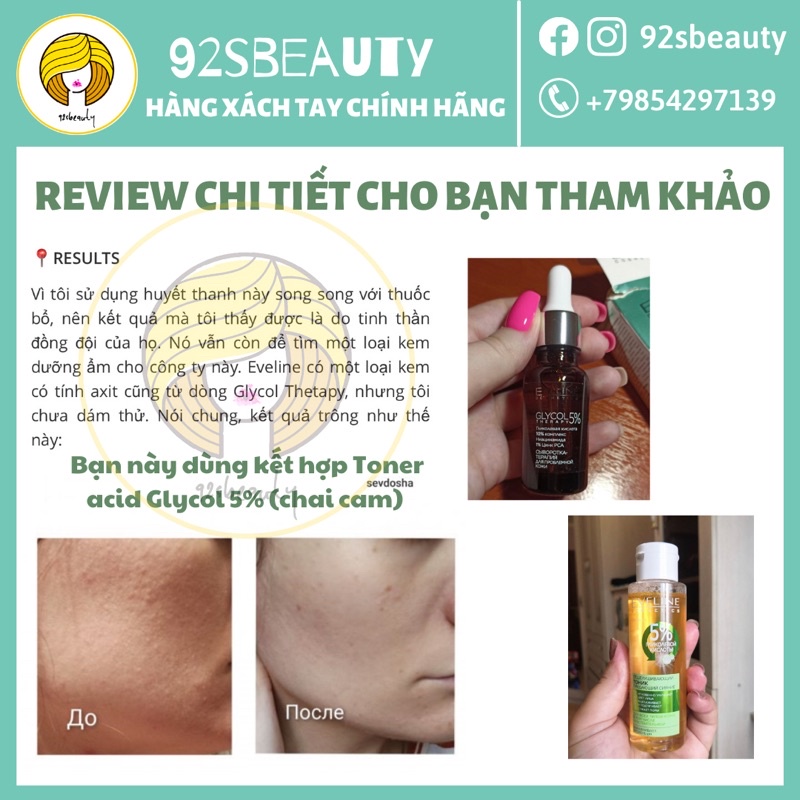 Serum Eveline Glycol Therapy 5 giảm mụn, ngừa thâm, phục hồi da hiệu quả