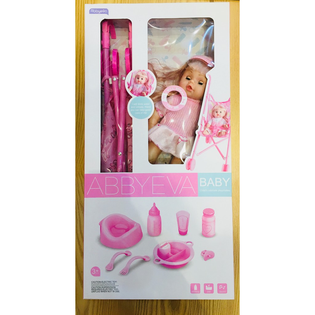 ABBYEVA BABY - ĐỒ CHƠI NHẬP VAI XE ĐẨY CHĂM SÓC EM BÉ CÓ PIN