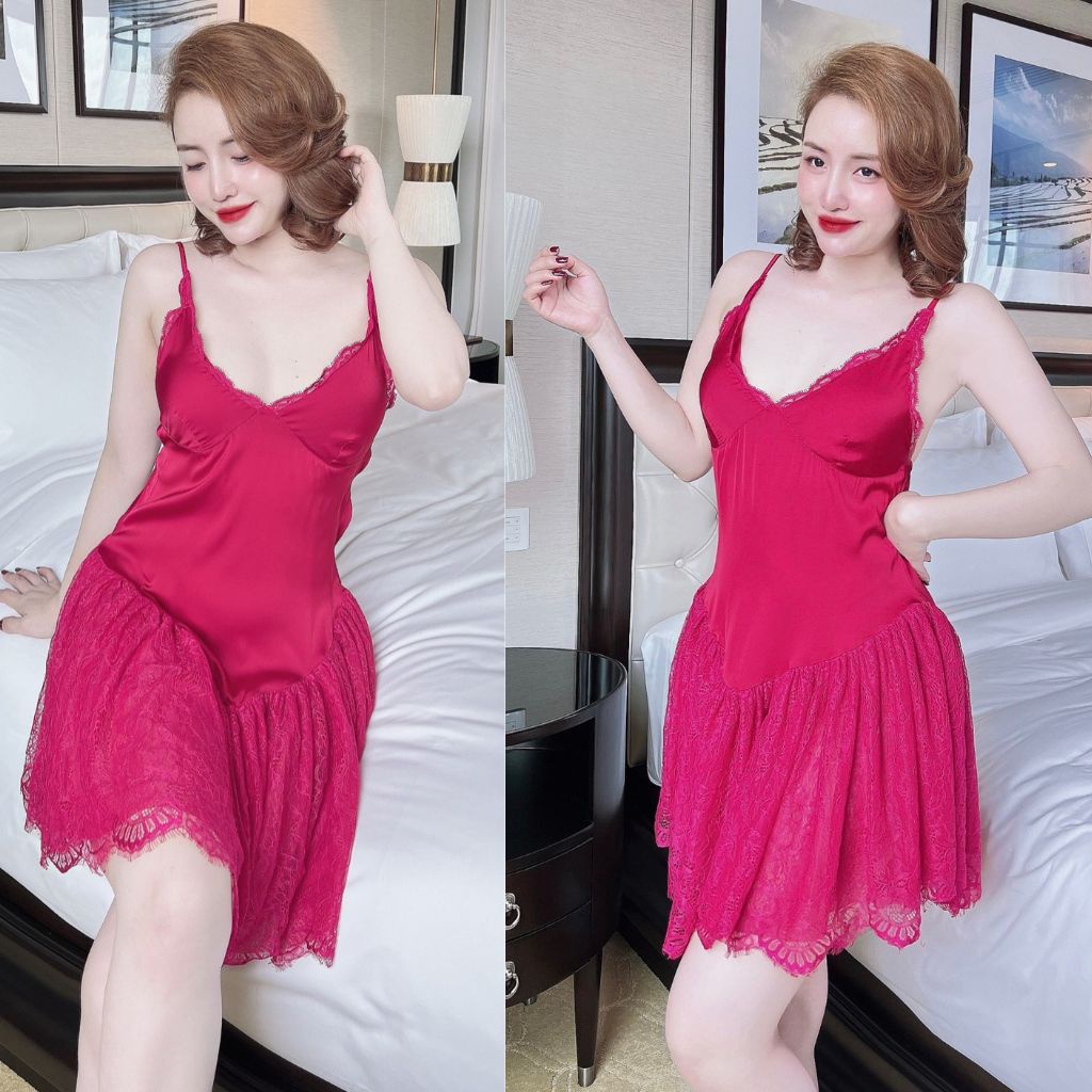 Váy ngủ sexy MIKY, Đầm ngủ sexy lụa Latin Chất Siêu Mát Dáng Siêu Xinh &lt; 65kg