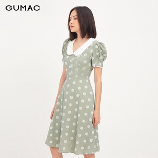 Đầm ôm nữ hoa cúc phối cổ GUMAC DA12136