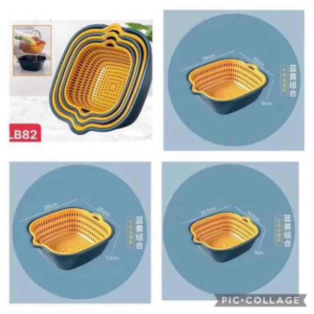 Combo 6 món rổ nhựa đựng đồ ráo nước, bộ rổ nhựa kèm chậu, set rổ nhựa 6 món 5 lớp bền bỉ chắc chắn