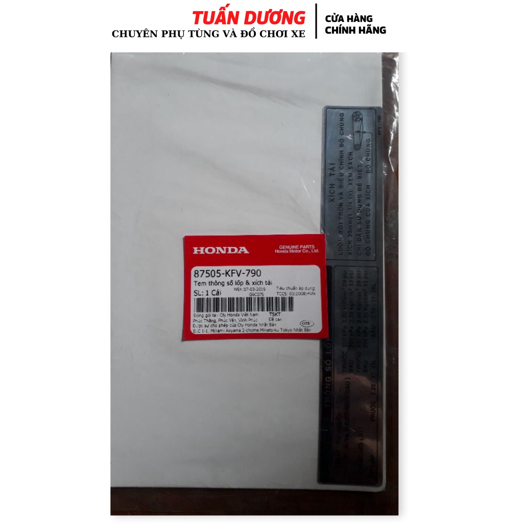 Tem Thông Số Gắn Hộp Xích Super Dream Chính Hãng Honda ViệT Nam, Tem Hàng Đẹp Lắp Được Cả Dream Thái