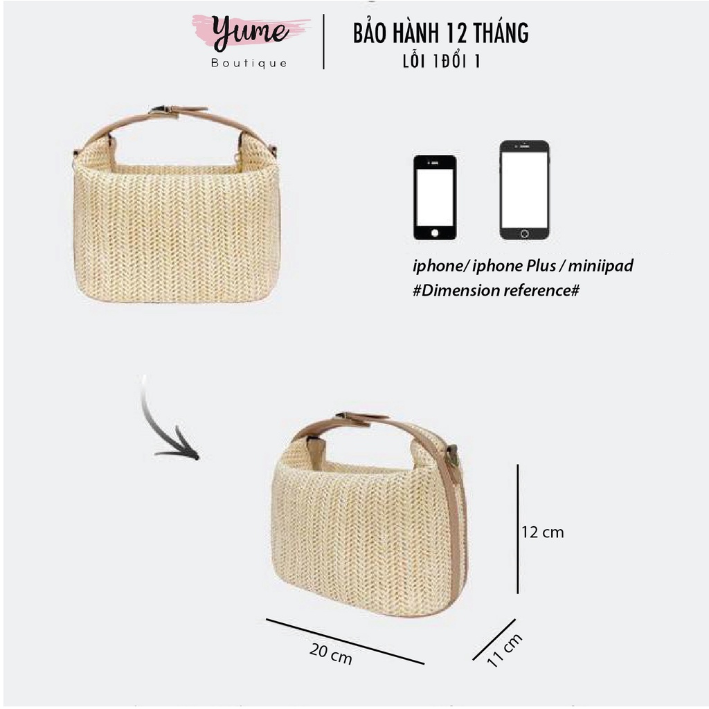 [FreeShip] Túi Cói Đeo Chéo Thời Trang Hè, Túi Xách Nữ Phong Cách Retro Cực Xinh Lila40