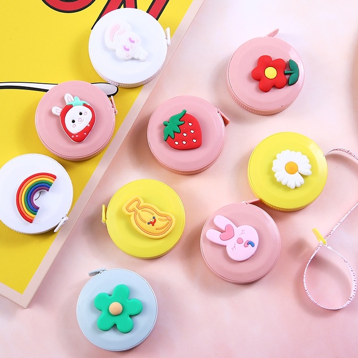 Thước dây cuộn mini kéo rút tự động cute đo eo chiều cao cho bé