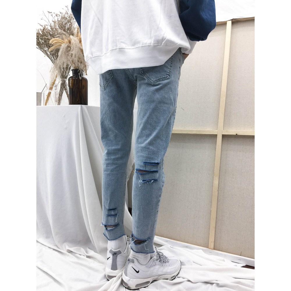 Quần Baggy Jean - Rách sau ống chân độc lạ Denim