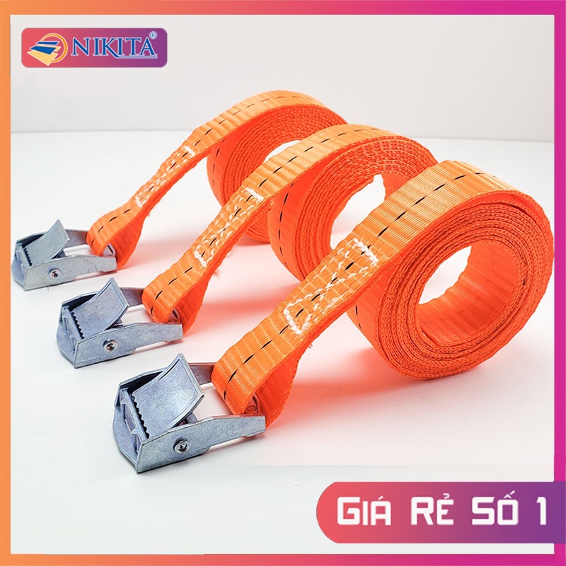 Dây chằng hàng, 2022, 1 Đầu Khóa - NIKITA - Bản rộng 2,5cm - Dài 1 đến 4m - Màu cam