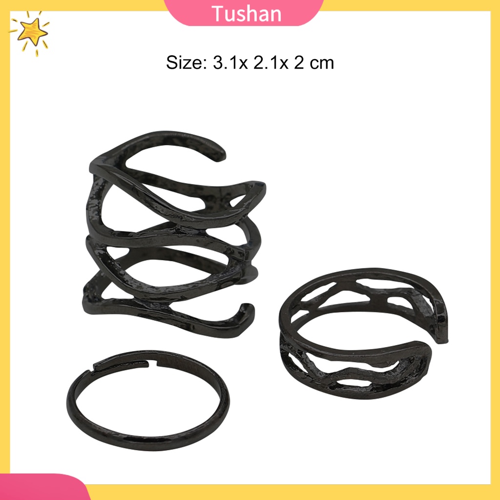 Set 3 nhẫn đeo tay kim loại đơn giản thời trang cho nữ