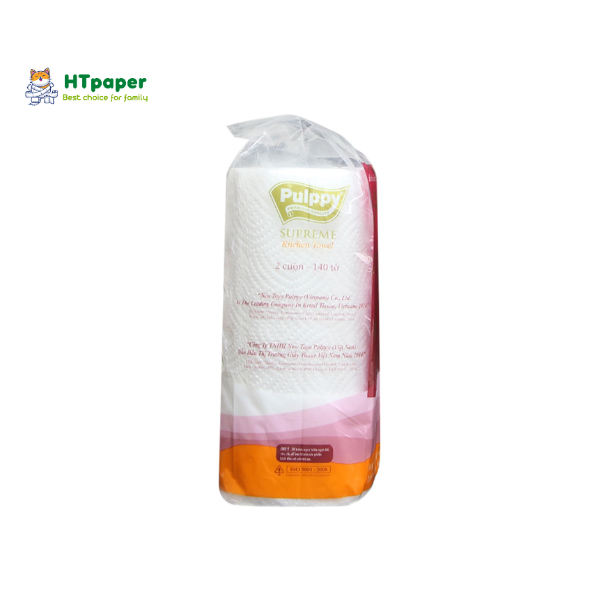 [HOẢ TỐC] Khăn Giấy Bếp, Khăn Giấy Lau Đa Năng Pulppy Supreme 2 cuộn x 140 tờ tiện dụng thấm hút dầu mỡ - HTpaper