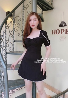 Đầm Cúp Ngực Tiểu Thư Phối Viền Ren