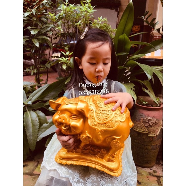 Lợn đất Tết / lợn đất tiết kiệm bệ vàng / Heo đất