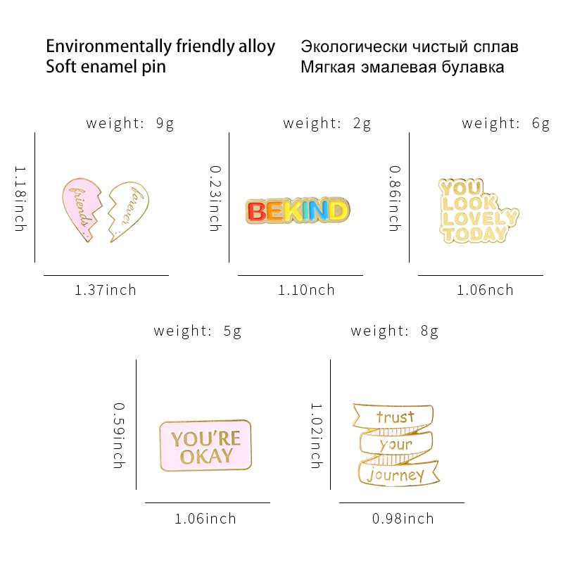 Huy hiệu cài áo bằng kim loại tráng men khắc chữ thời trang