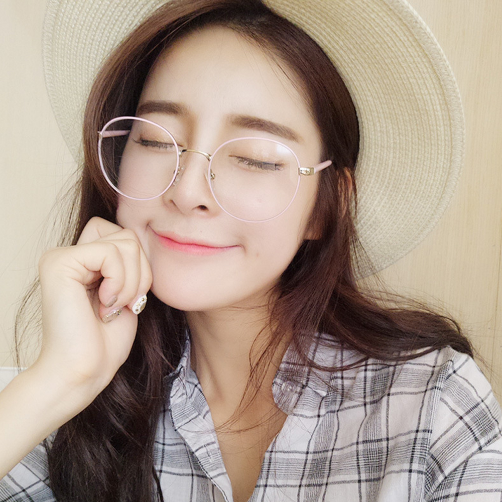 Mắt Kính Gọng Tròn Siêu Nhẹ Bằng Kim Loại Phong Cách Vintage Thời Trang Cho Nữ