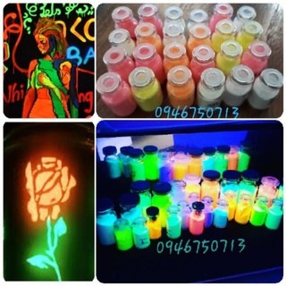 combo 5 lọ bột dạ quang phát sáng kèm sơn pha