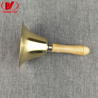Chuông lắc tay đồng cán gỗ