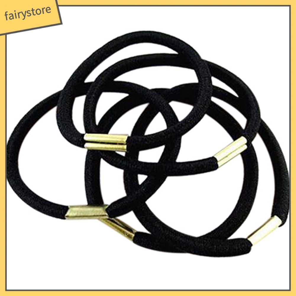 Set 10 dây cột tóc co giãn màu đen cho nữ