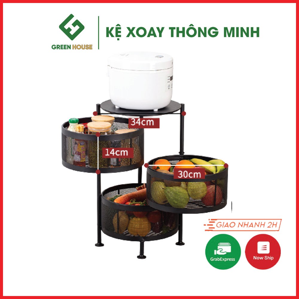 Kệ tròn xoay đựng rau củ đồ dùng nhà bếp đa năng tiện dụng, kệ đựng hoa quả, giá để đồ thông minh cao cấp