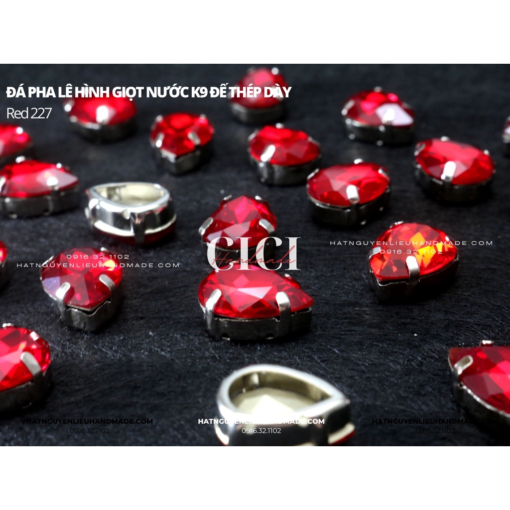Đá pha lê nhân tạo giọt nước đá K9 cao cấp đế thép dày không gỉ Cici Handmade hạt cườm nguyên liệu tự làm kẹp tóc cô dâu