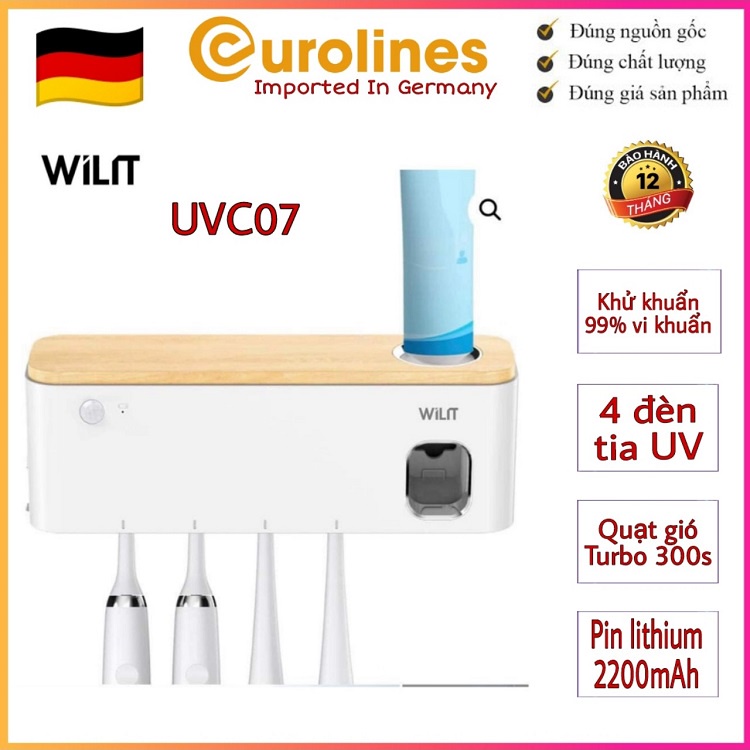 Máy tiệt trùng bàn chải đánh răng Wilit UVC07 thông minh, tự nhả kem đánh răng [ Nhập Đức ]