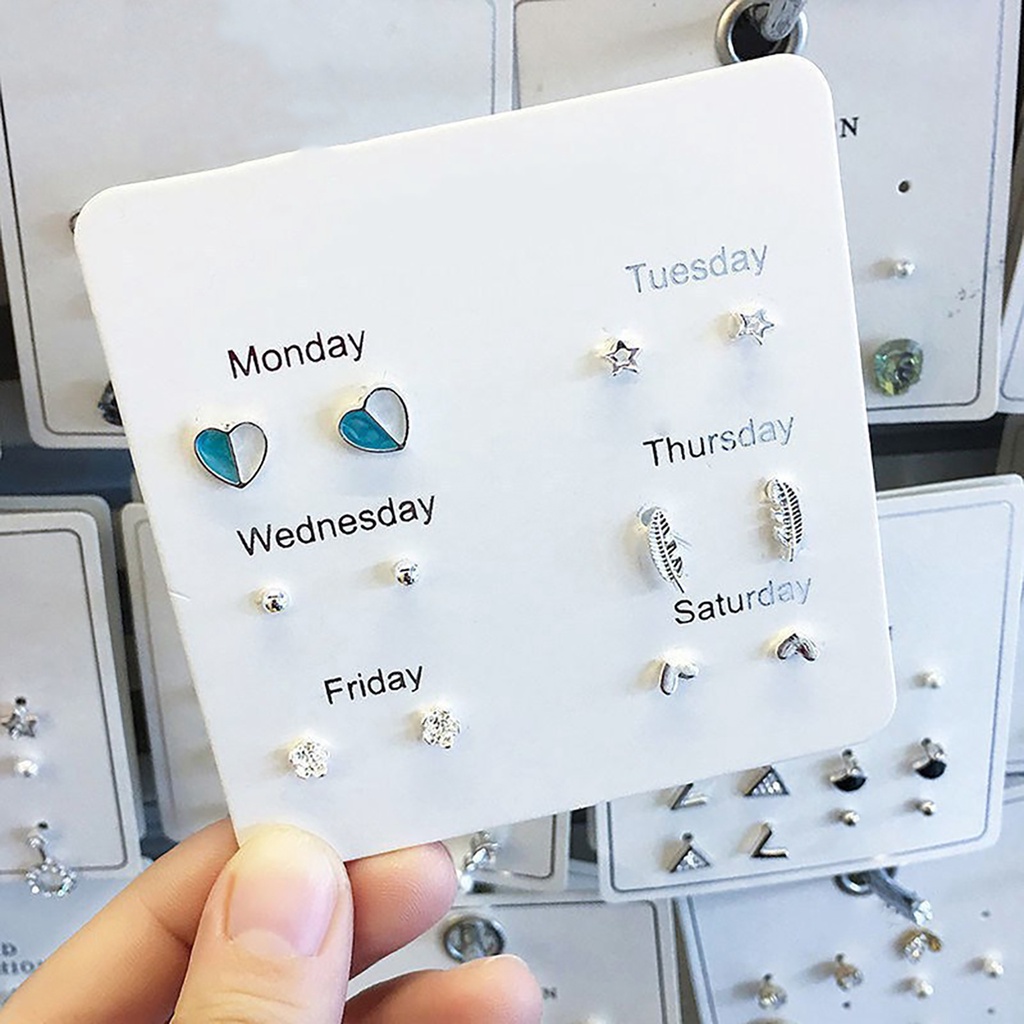 Bộ 6 Đôi Hoa Tai Hợp Kim Nhiều Kiểu Dáng