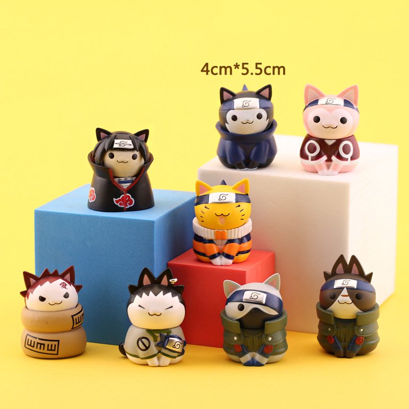 Set 8 Mô Hình Mèo Trong Naruto Kích Thước 5cm Dùng Trang Trí Bánh Sinh Nhật Độc Đáo
