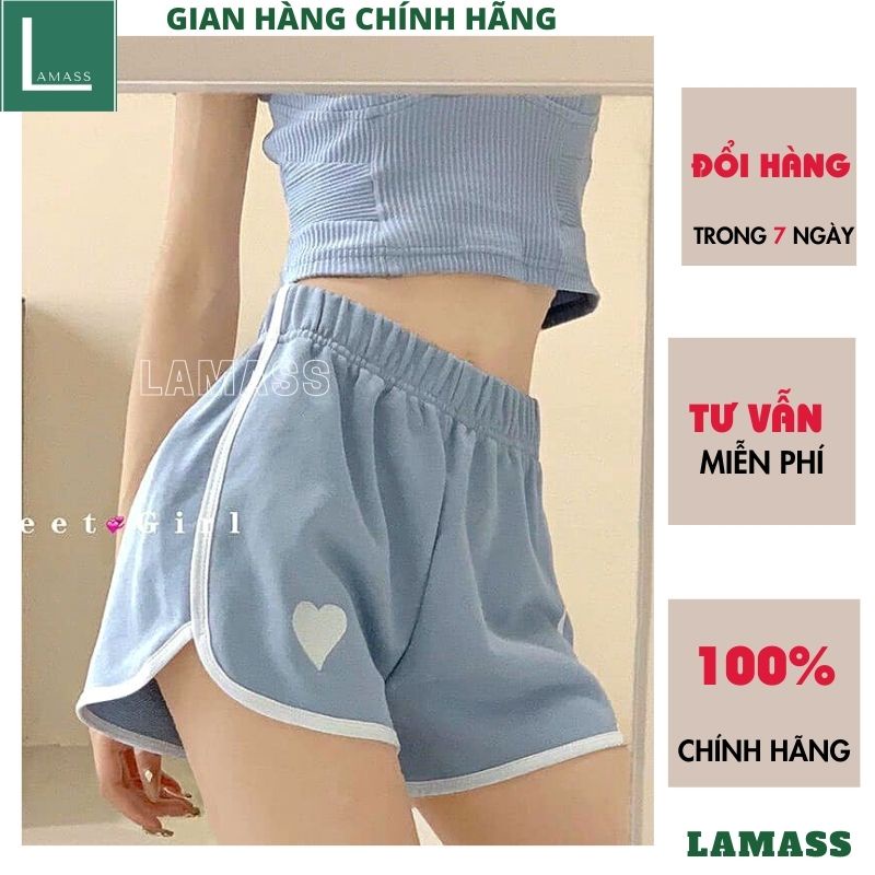 Quần short nữ thể thao in hình trái tim kiểu dáng katun hàn quốc ulzzang ,mặc đi tập thể dục gym cũng đều rất xinhLAMASS