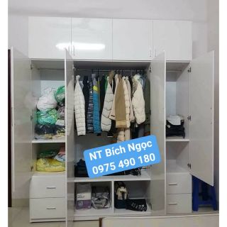 Ảnh Thật Tủ 4 cánh cao 2m4 nhựa đai loan.