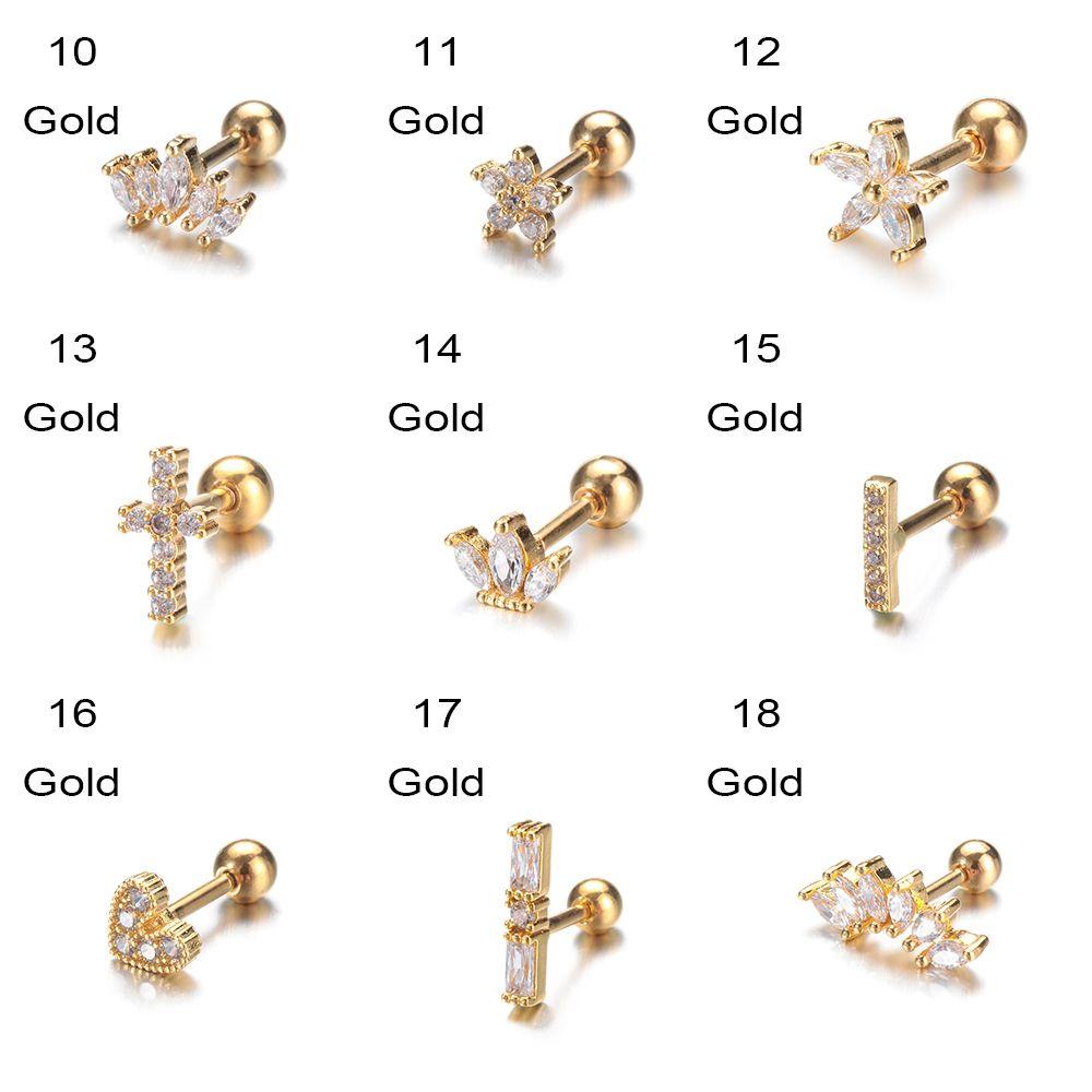 ROSE 1 Khuyên Xỏ Vành Tai Hình Vương Miện Đính Đá Thời Trang