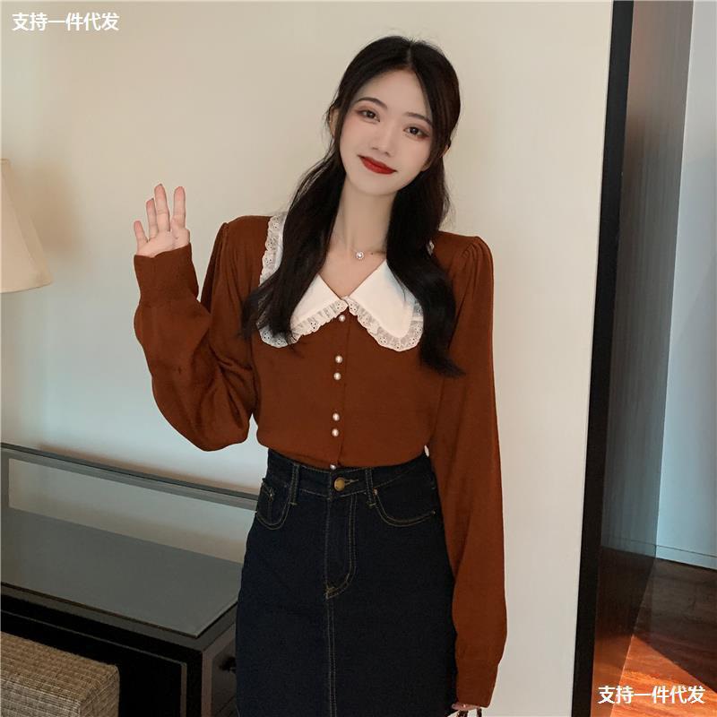 HÀNG CÓ SẴN_601. ÁO LEN CỔ LÁ THANH LỊCH DỄ THƯƠNG