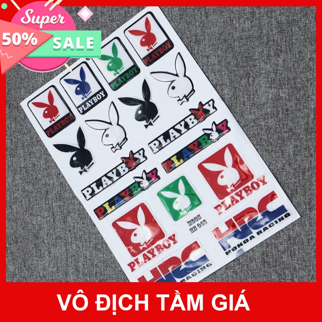 [GIÁ GỐC]  BỘ TEM DÁN XE MÁY NHIỀU LOGO PLAYBOY ĐỦ MÀU LUN NÈ.... TRANG TRÍ XE CỰC ĐẸP