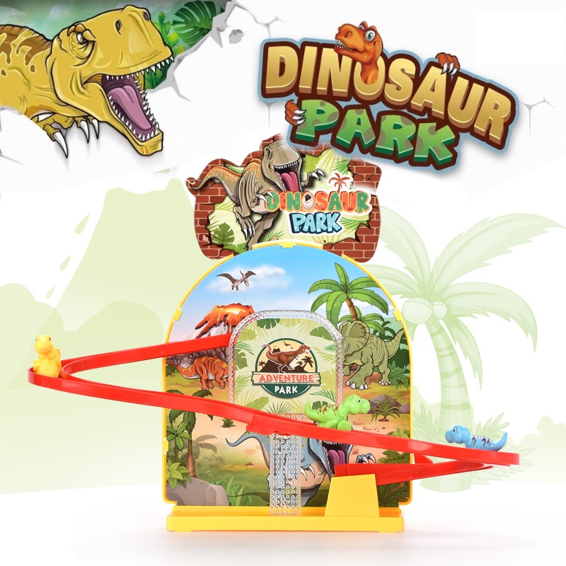 bộ đồ chơi cầu trượt công viên khủng long dành cho bé nhạc nhẹ nhiều màu sắc