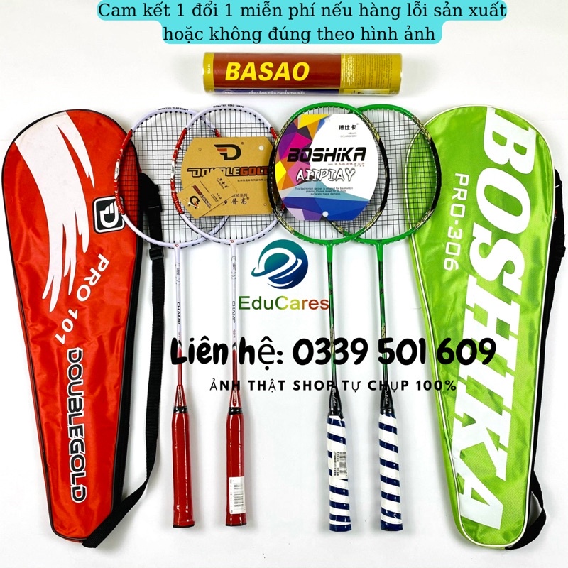 Vợt cầu lông Boshika / Doublegold cao cấp giá rẻ + TẶNG kèm 2 quả cầu lông Basao