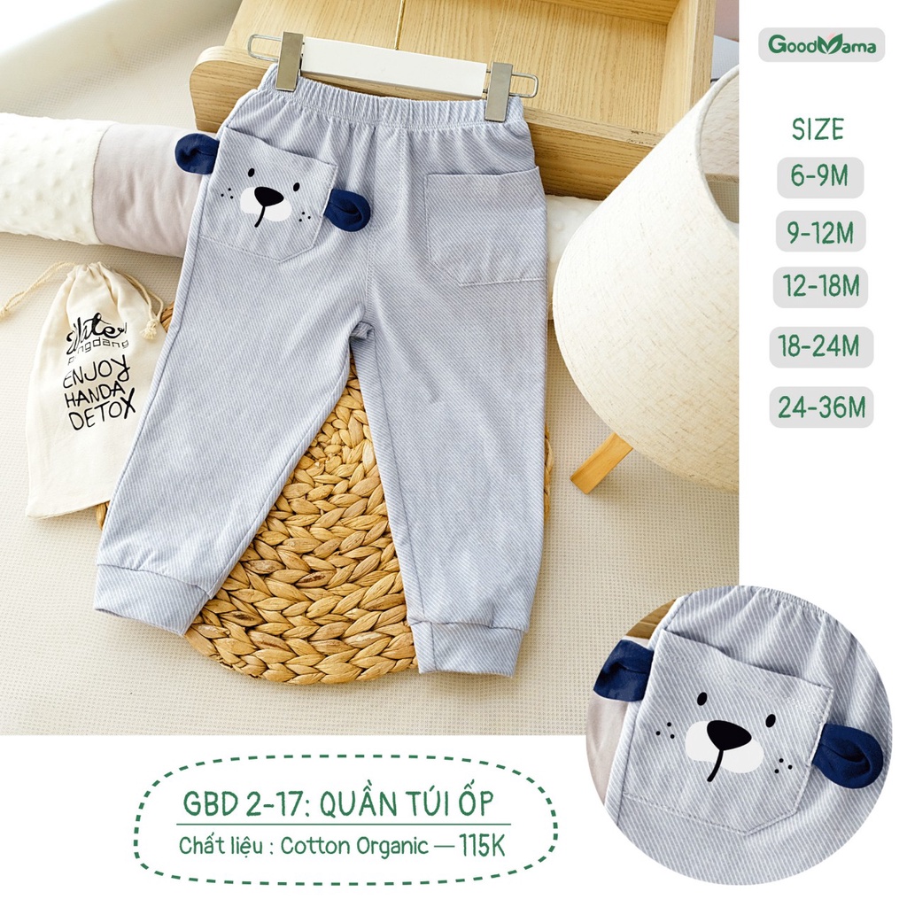 [Rẻ Vô Địch] Quần túi ốp gấu trẻ em họa tiết ngộ nghĩnh Good Mama