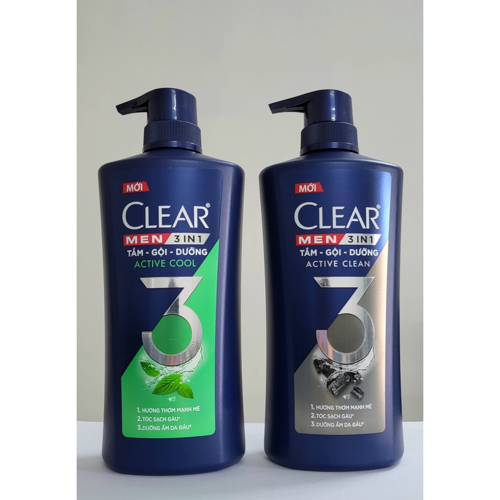 Dầu gội sạch gàu Clear Men Tăm Gội Dưỡng 3in1 chai 630g