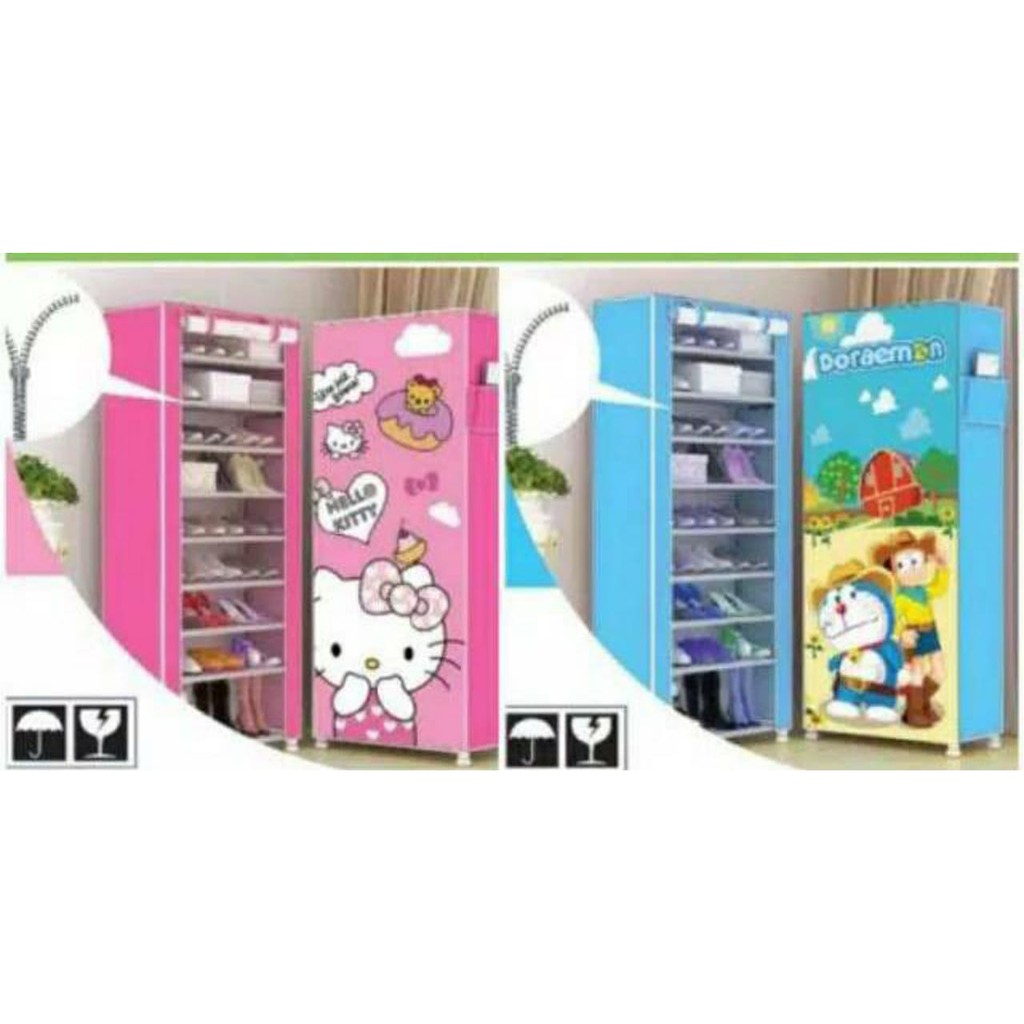 Hello Kitty Kệ Để Giày Bằng Vải Hình Mèo Kitty / Doremon Đáng Yêu