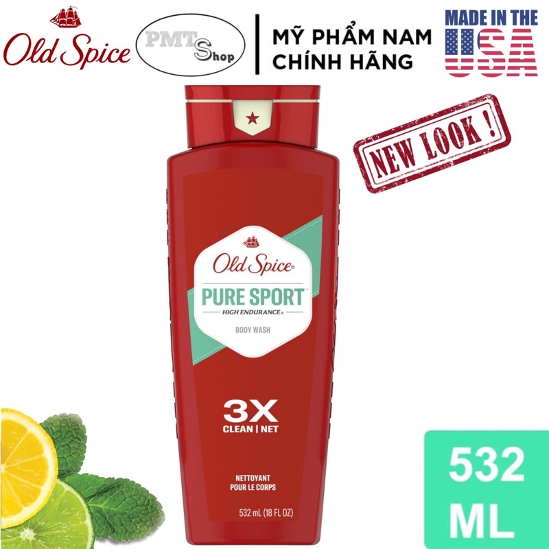 [USA] Sữa tắm nam gel Old Spice Pure Sport 532ml - Mỹ