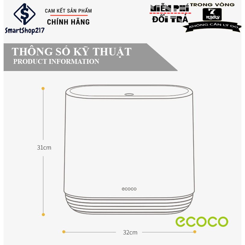 Thùng Rác Cao Cấp - Thương Hiệu Nhật Bản Ecoco (Phiên Bản Dày Dặn Chắc Chắn)