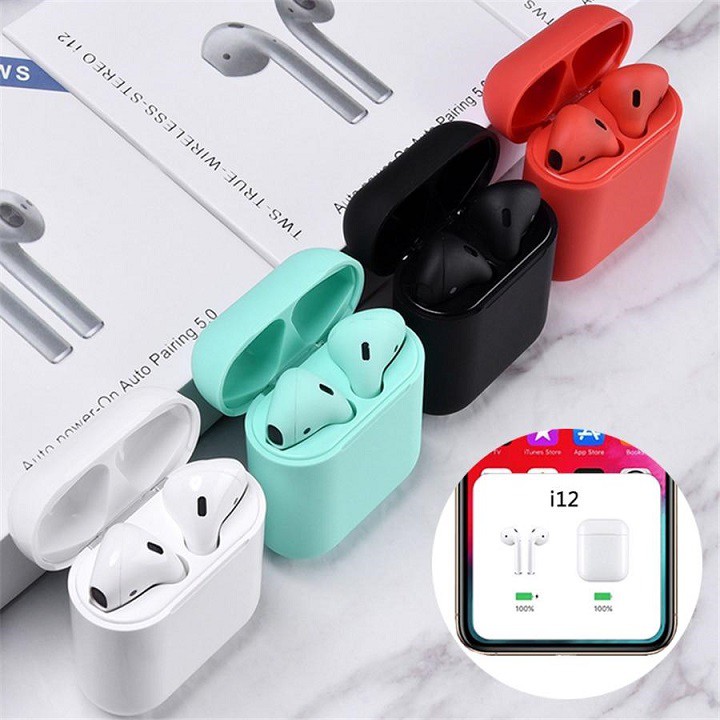 Tai Nghe Bluetooth i12 TWS V5.0 Cảm Biến Vân Tay Như Airpod