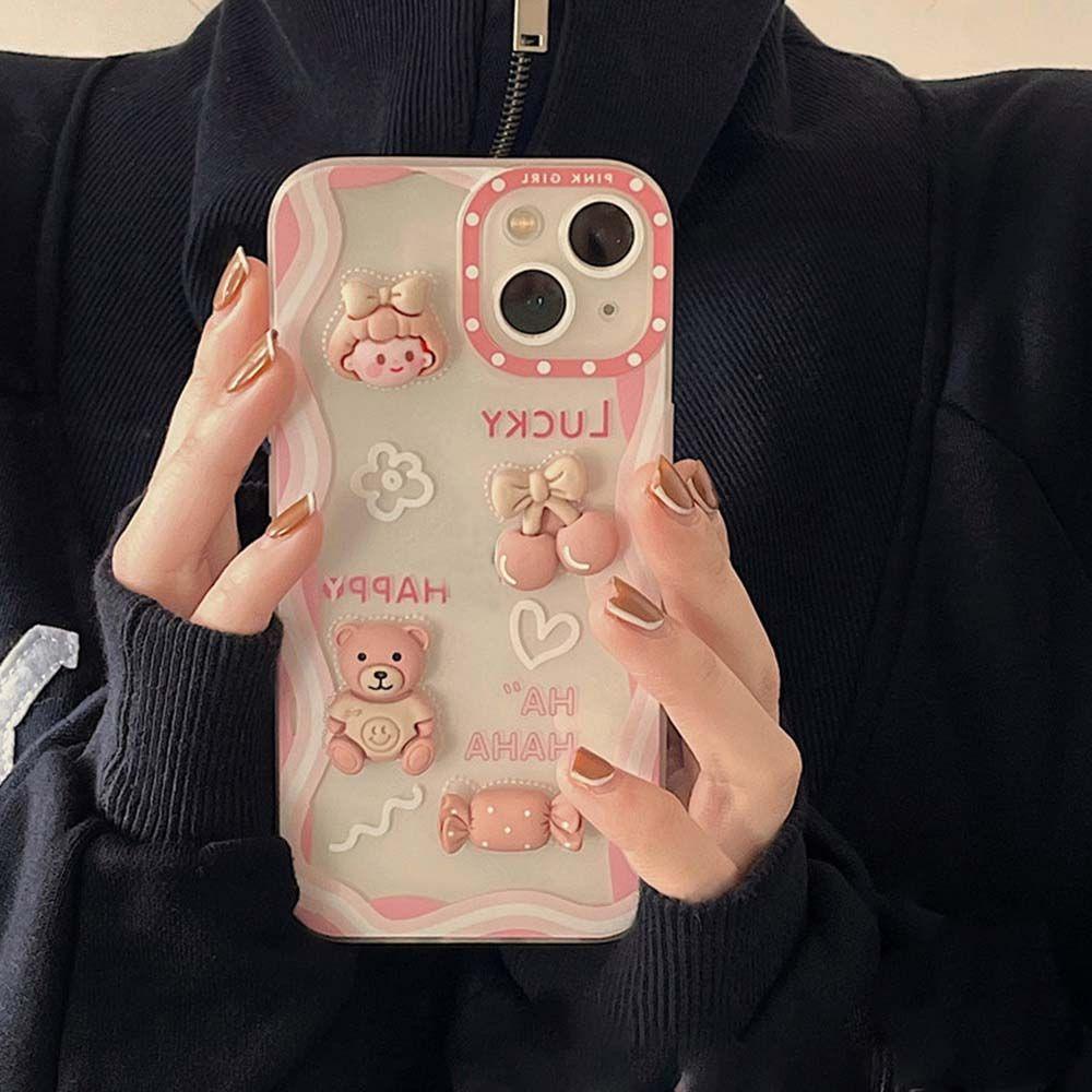 Ốp Điện Thoại Mềm Trong Suốt Họa Tiết Gấu QUINTON Dễ Thương Cho iPhone 13Pro Max 13